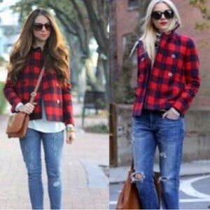 Buffalo check jcrew cropped peacoat 4